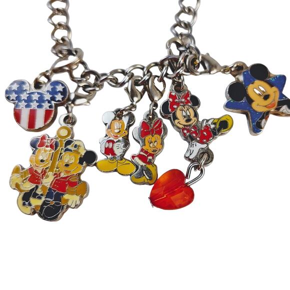 Disney Mickey & Minnie Patriotic 6-Charm Bracelet USA - Picture 1 of 9
